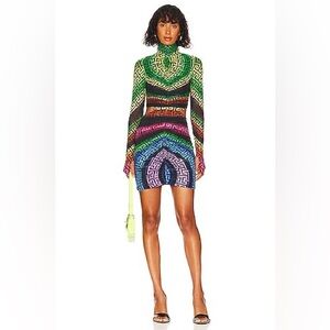 AFRM Multicolor Geometric Long Sleeve Mini Dress